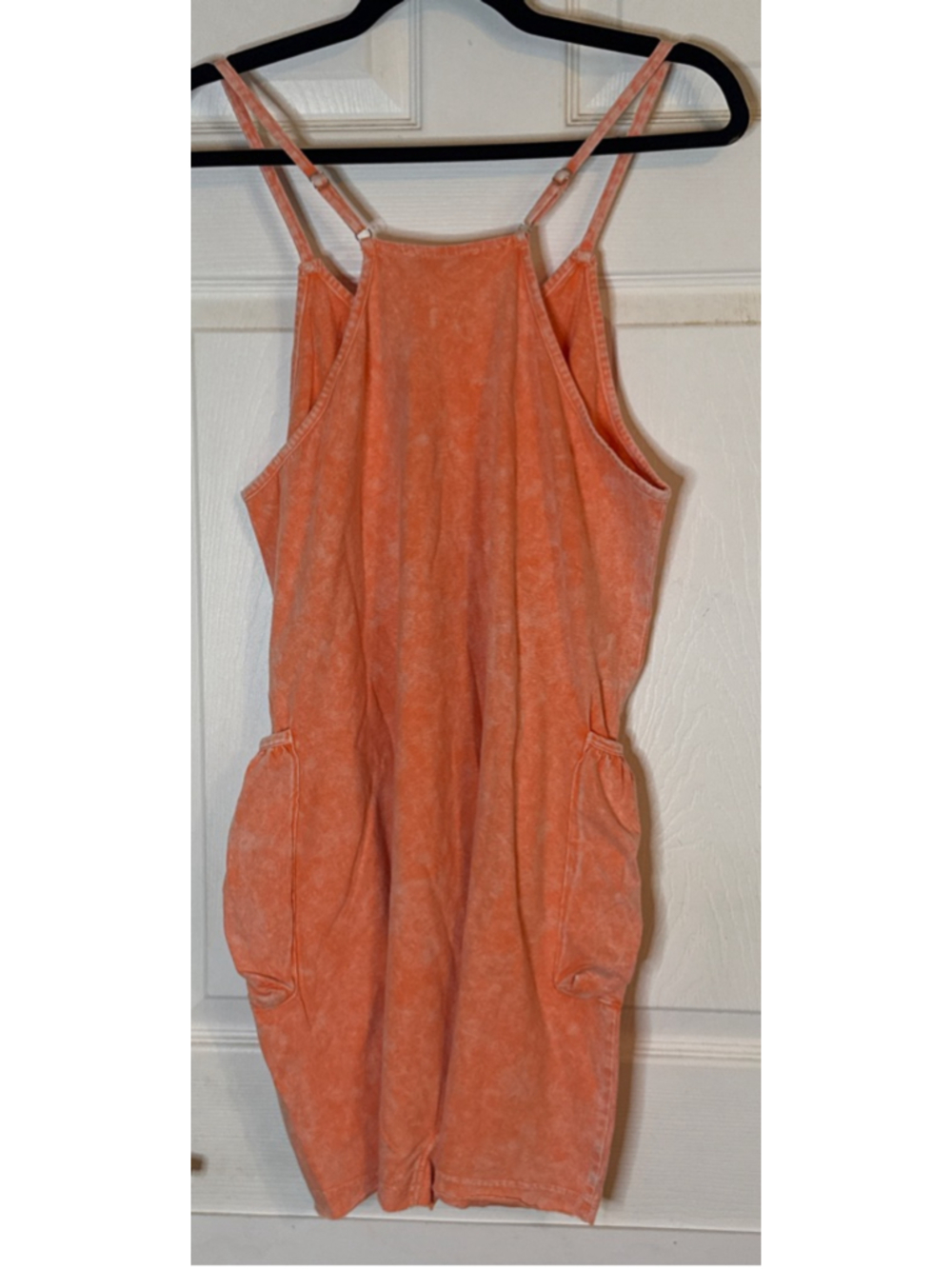 ZENANA Orange Acid Wash Romper - Picture 3 of 4